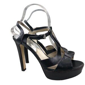 MMK MICHAEL MICHAEL KORS Women's 8.5M Black Leather Platform High Heel Sandals